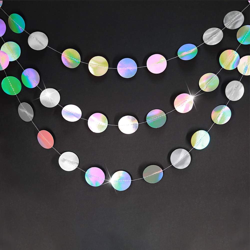 Cheerland Iridescent Party Decorations Holographic Circle Garlands Dis