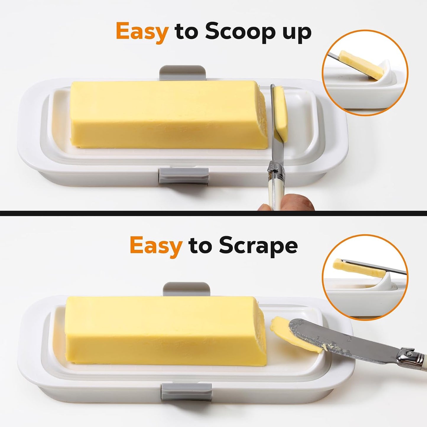 Pisol Butter Dish with Lid for Countertop and Refrigerator Door Shelf, Airtight Butter Keeper Container, Butter Holder for East/West Coast Butter, BPA-free, Microwave/Dishwasher Safe