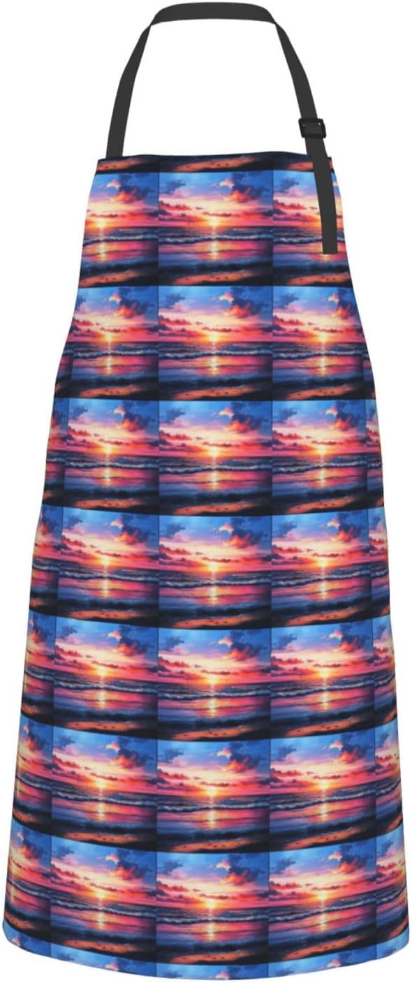 YANYU Palm Tree Sunset Print 28x33 In Kitchen Apron Stylish Chef Apron