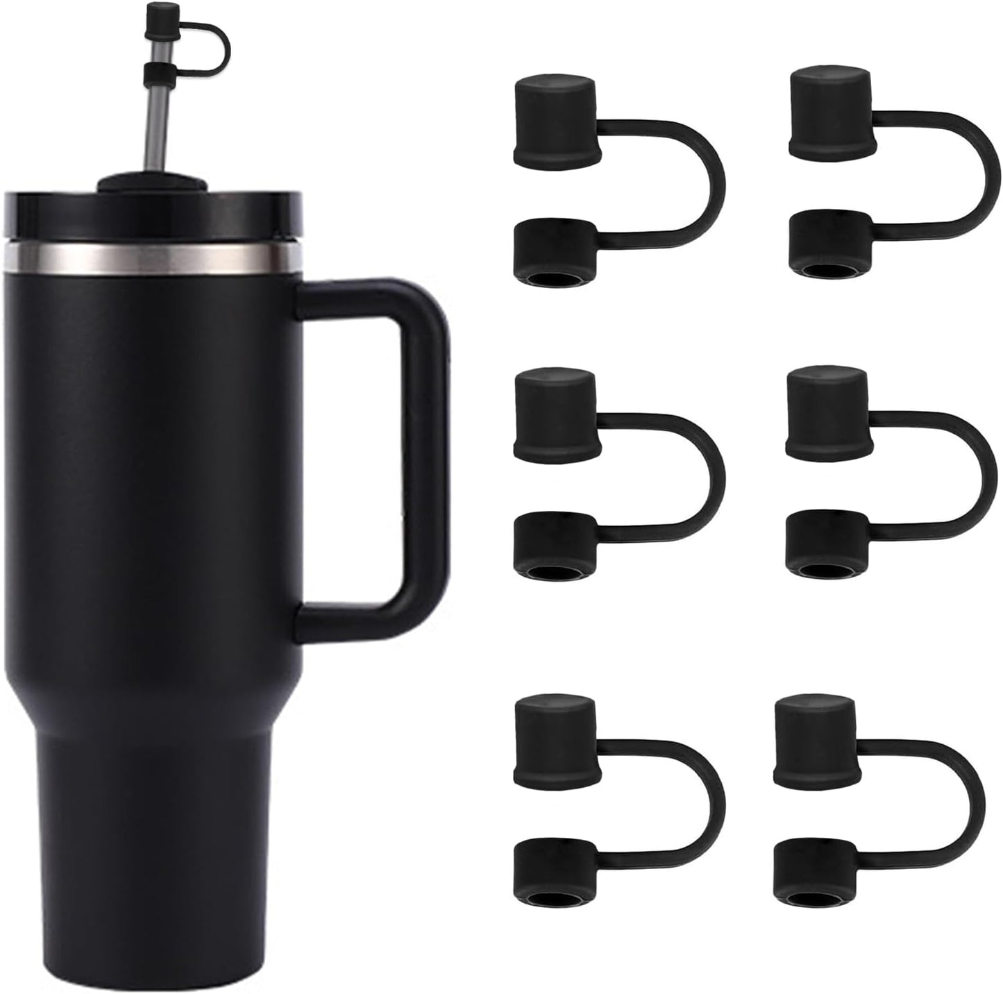 6PCS Silicone Straw Covers Cap Compatible with Stanley Cup 30-40 oz Tu