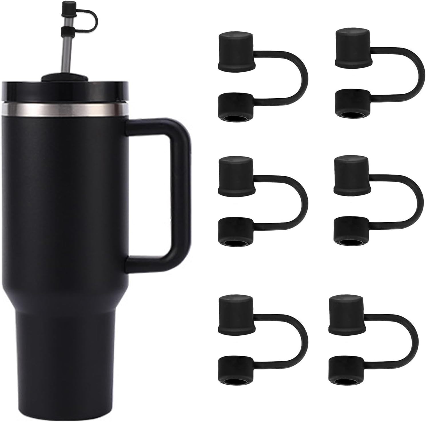 6PCS Silicone Straw Covers Cap Compatible with Stanley Cup 30-40 oz Tu