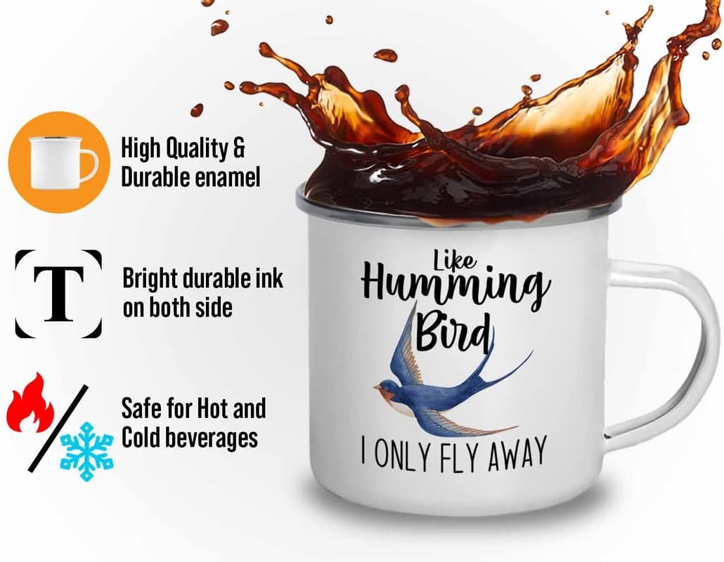 Bird Lover Camper Mug 12oz - Humming bird fly away - Hummingbird Nest Cage Parrot Dad Gardening Outdoor Birdwatcher Feeder