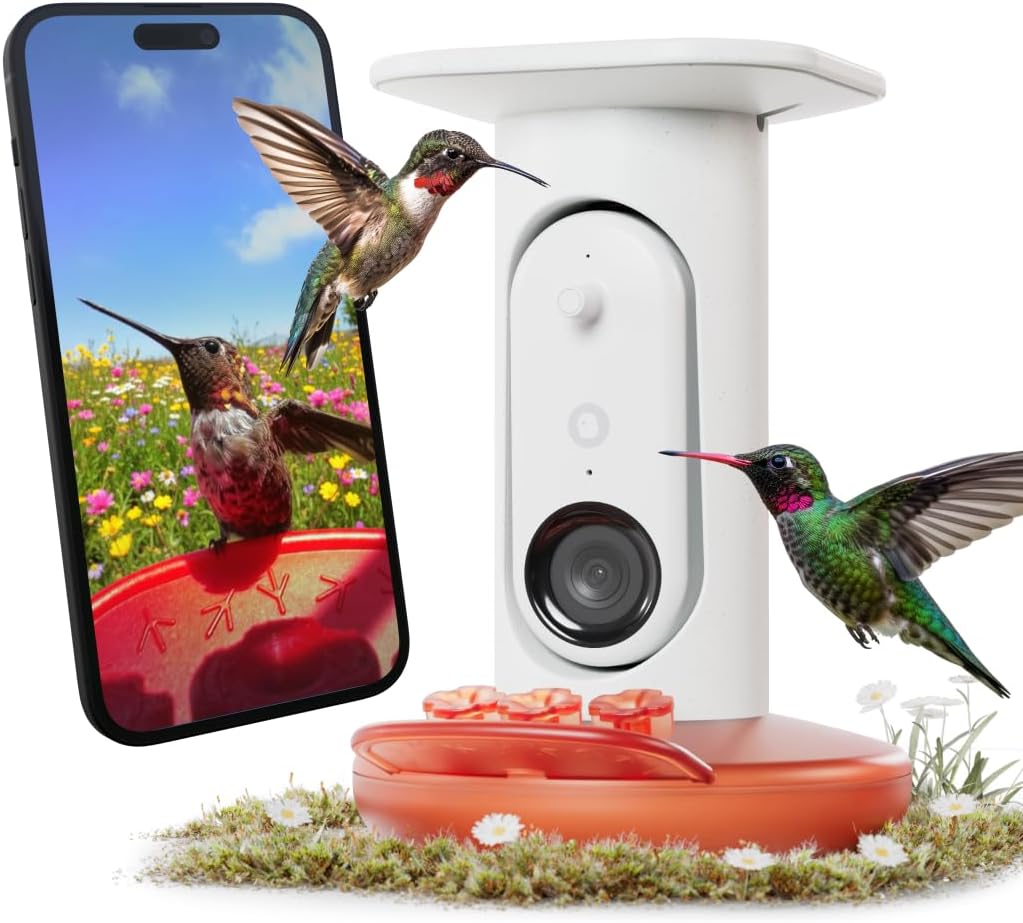 Birdbuddy Smart Non-Solar Pro Hummingbird Feeder with Camera - AI Bird Identification, 2K Video, 5MP Photos, Outdoor Hanging, Gift for Bird Watching