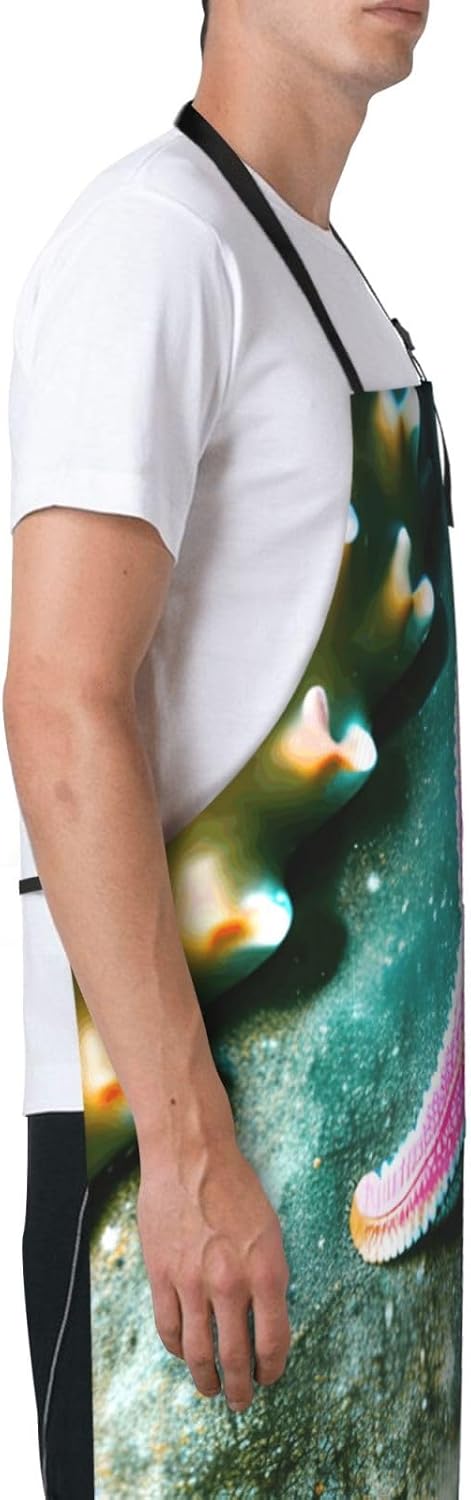 YANYU Sea Starfish Print 28x33 In Kitchen Apron Stylish Chef Apron with Pockets for Cooking Baking Painting