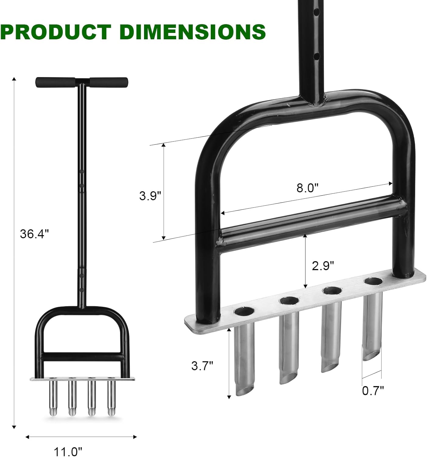 Lawn Core Aerator Tool Coring Grass Aerator Lawn Tool 4 Hollow Tines f