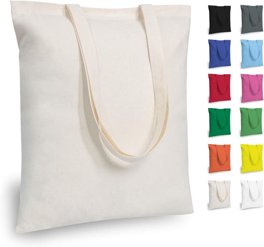 TOPDesign 12-Pack Economical 16"x15" Cotton Tote Bags, Lightweight Medium Reusable Grocery Shopping Cloth Bags, Suitable for DIY, Advertising, Promotion, Gift, Activity