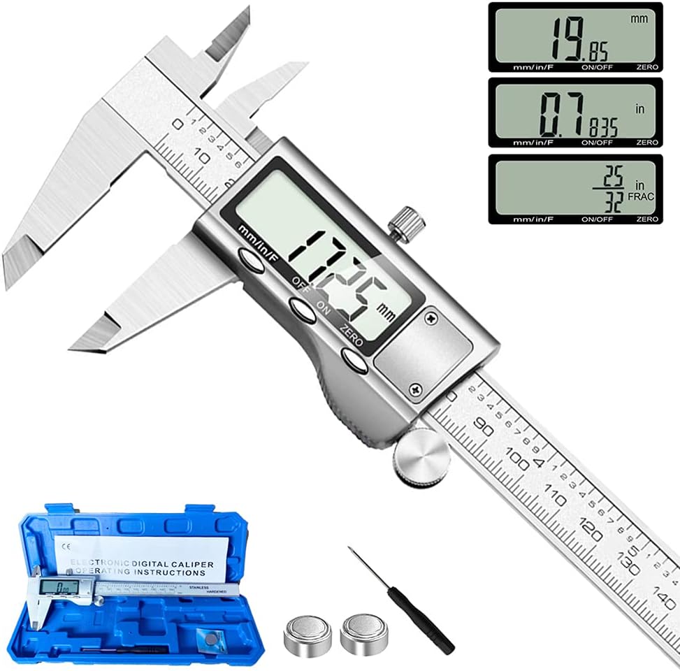 Digital Caliper Measuring Tool, Stainless Steel Vernier Caliper Digita