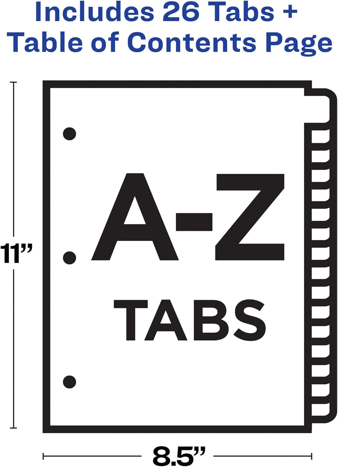 Avery A-Z Dividers for 3 Ring Binders, 26 Tabs per Set, Customizable Table of Contents, Multicolor Tabs, Great for Organizing Reports, Projects, and More (11125)