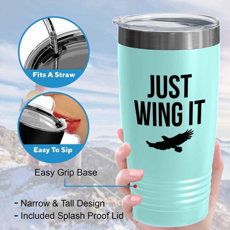 Birding Teal Edition Viking Tumbler 20oz - Just wing it - Bird Feeder 