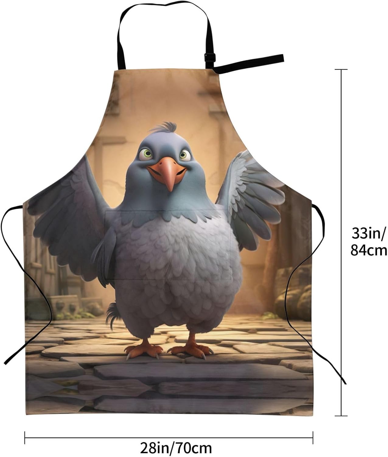 cartoon pigeon 1 print Waterproof chef's apron with pocket apron for k