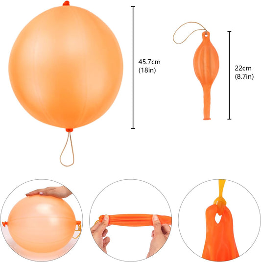 RUBFAC 36Pcs Punch Balloons, Heavy Duty Party Favors For Kids, Punching Balloons Bouncy Balls with Rubber Band Handle for Birthday Party, Goodie Bag, Stocking Stuffers for Kids