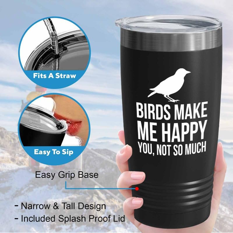 Birding Black Edition Viking Tumbler 20oz - Birds make me happy - Bird
