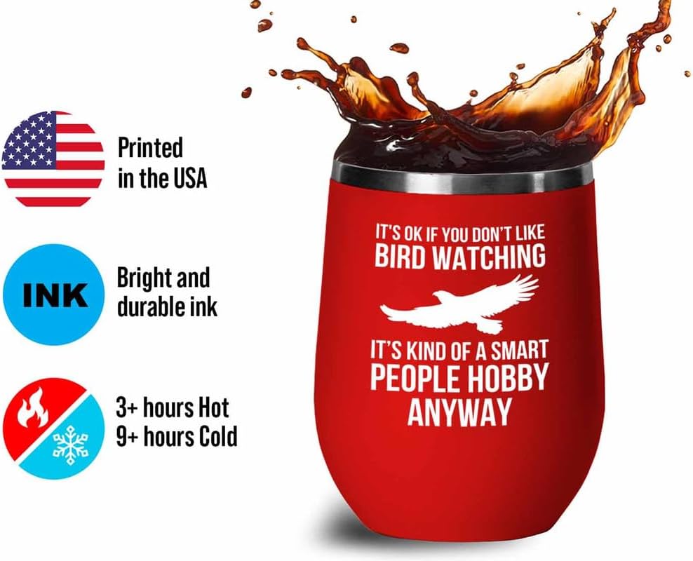 Birding Red Edition Wine Tumbler 12oz - Don't like bird watching - Bir