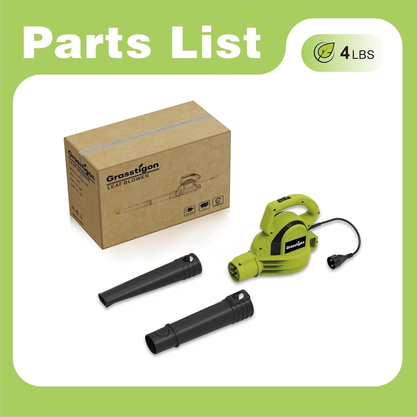 Electric Leaf Blower Corded, 7-Amp, 390CFM/ 210MPH, 2 Speed Modes, Pow