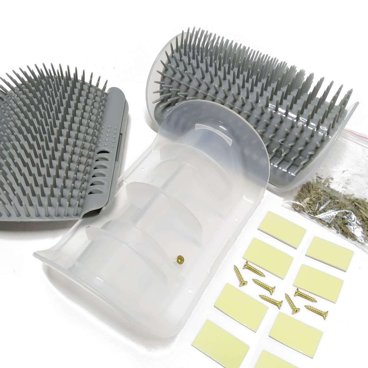 2 Pack Softer Self Groomer with Catnip Wall Corner Massage Comb Scratc