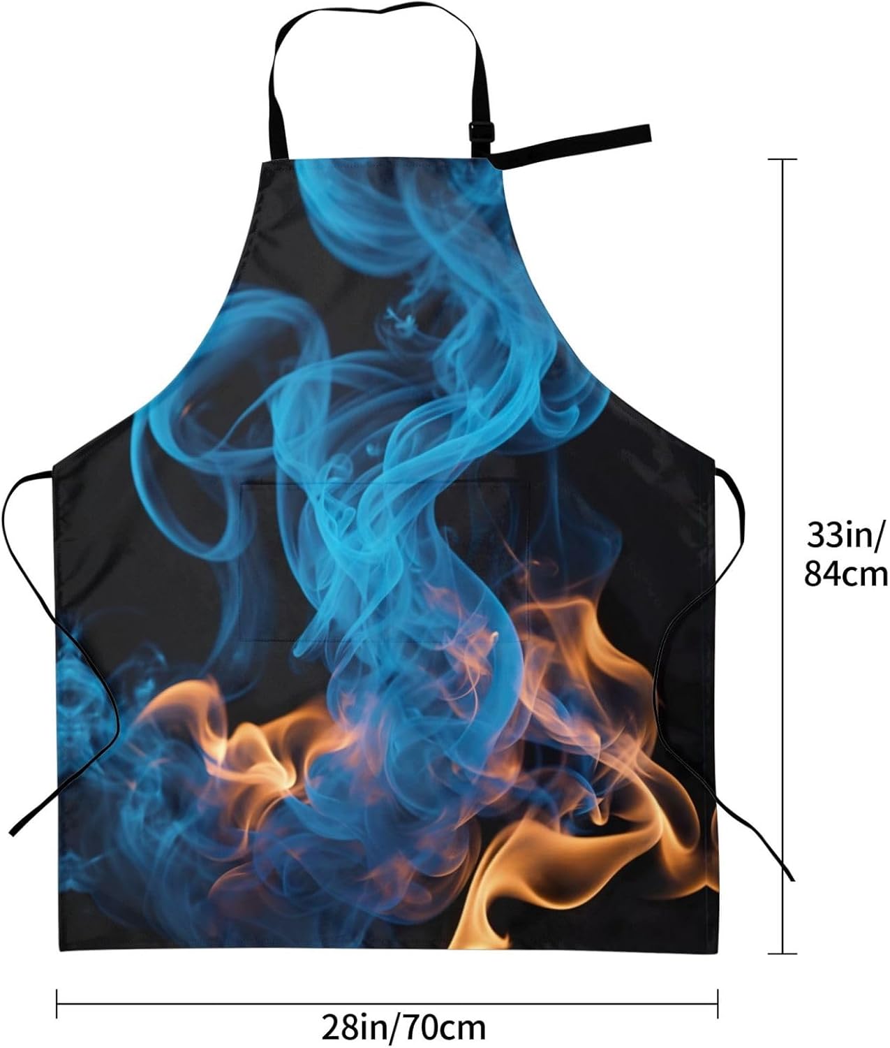 Blue Flame print Waterproof chef's apron with pocket apron for kitchen cooking baking barbecue and gardening