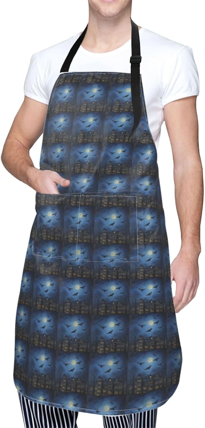 YANYU Night Sky Print 28x33 In Kitchen Apron Stylish Chef Apron with P