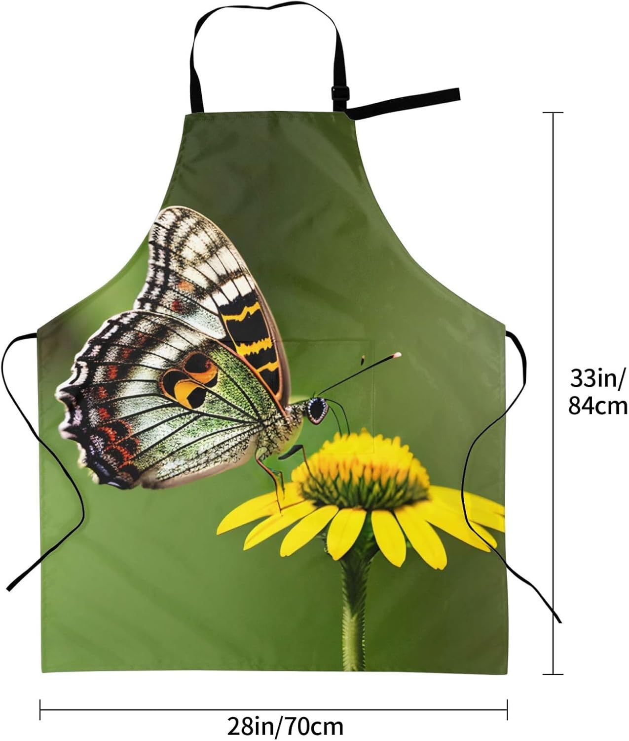 Beautiful glowing butterfly 1 print Waterproof chef's apron with pocket apron for kitchen cooking baking barbecue and gardening