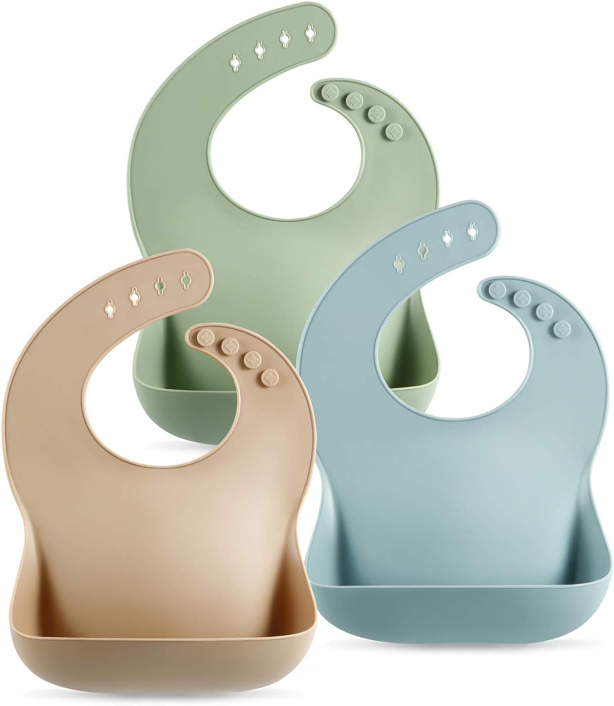 PandaEar Set of 3 Silicone Baby Bibs Waterproof, Soft, Unisex, 10-72 M