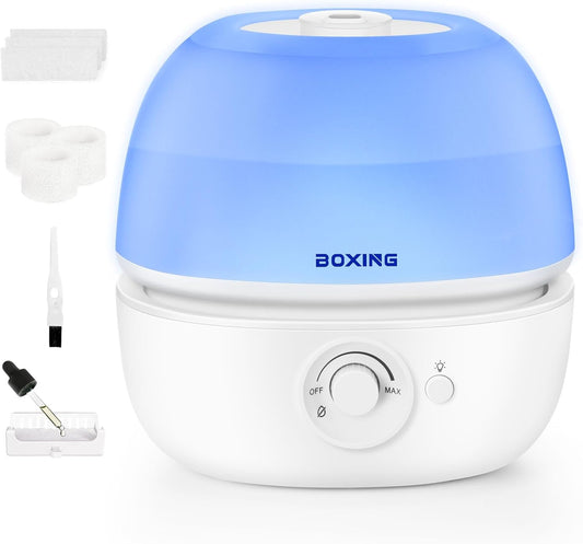 BOXING 3L Cool Mist Humidifier, Ultra Quiet 20dB for Bedroom, Baby & O