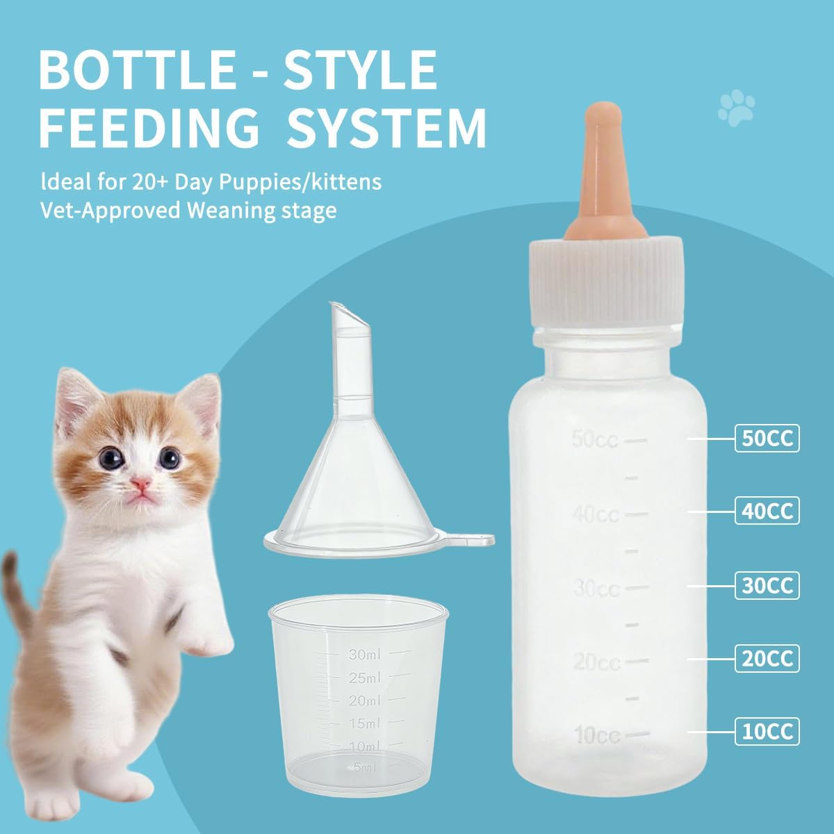 Pet Nursing Kit – Kitten Bottle Feeding Set with Nipples, Syringes, an