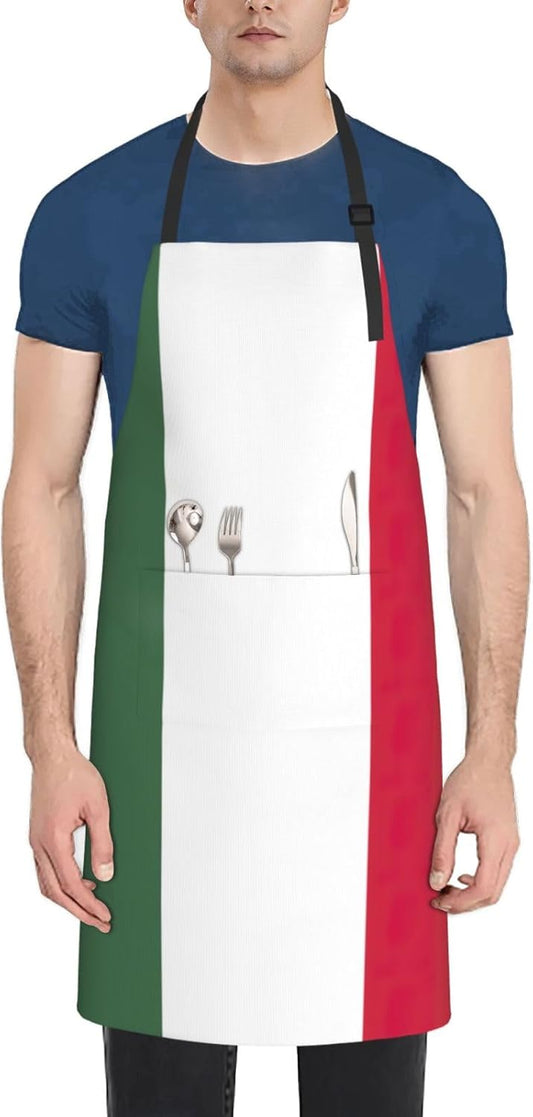 Flag of Hungary print Waterproof chef's apron with pocket apron for kitchen cooking baking barbecue and gardening