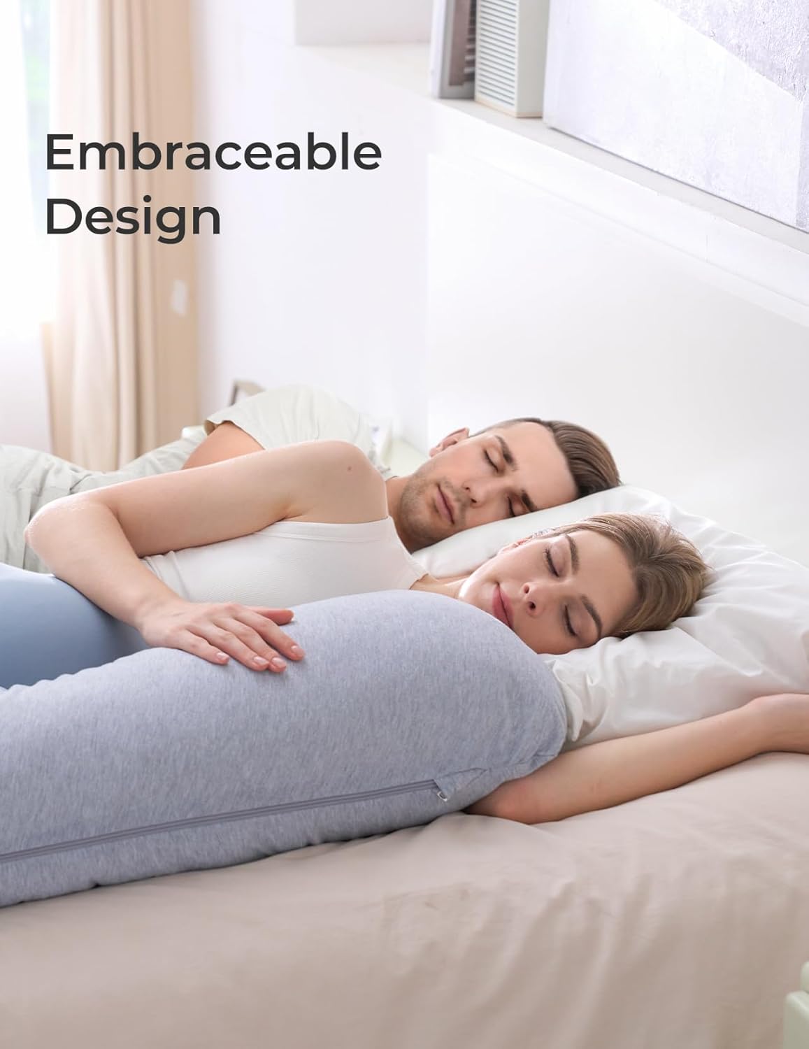 Momcozy Pregnancy Pillows for Side Sleeping, J Shaped Maternity Body P