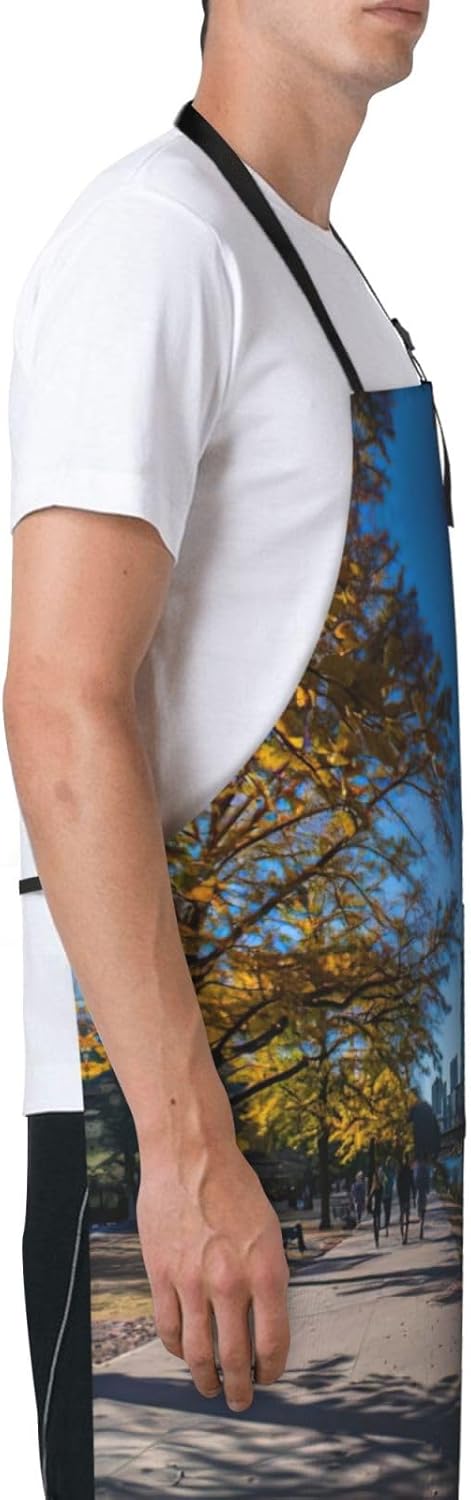 Austin Texas print Waterproof chef's apron with pocket apron for kitchen cooking baking barbecue and gardening