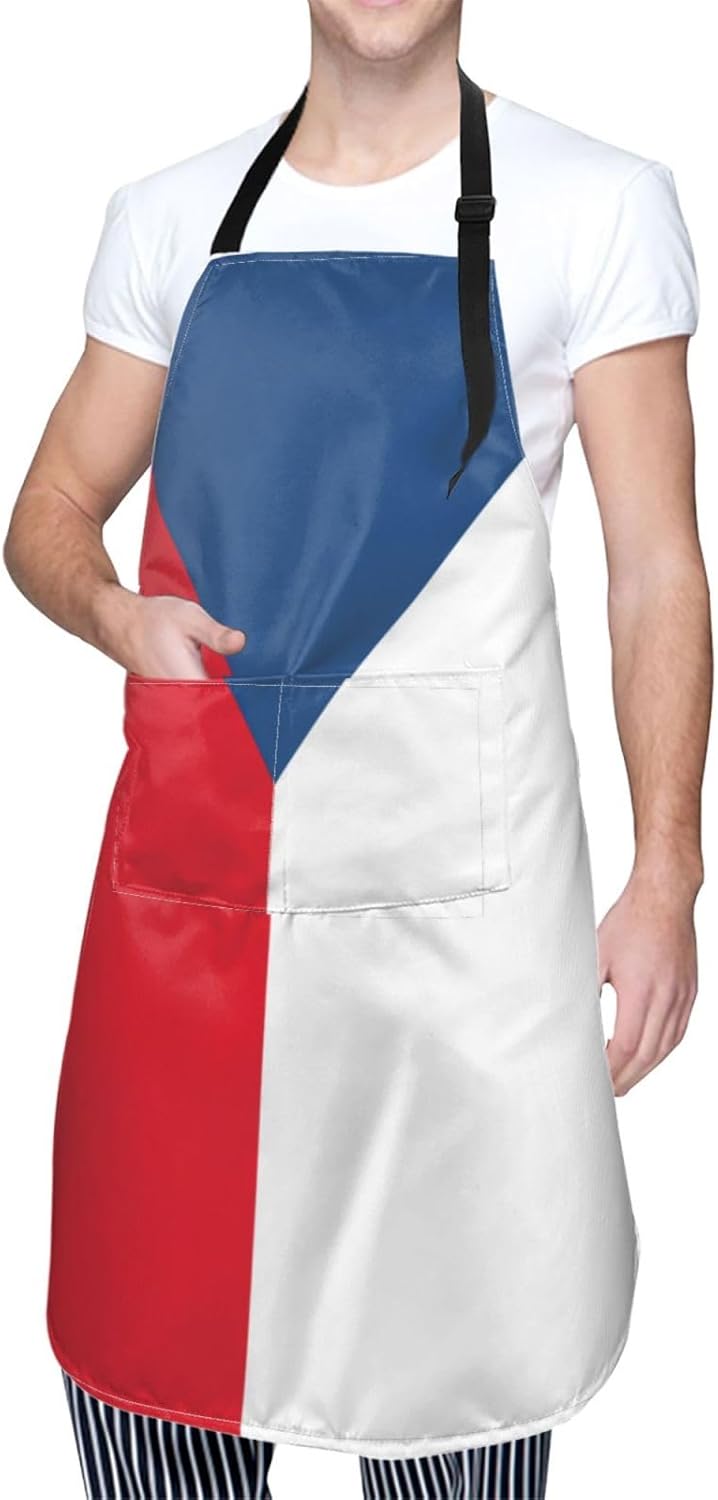 Flag of the Czech Republic print Waterproof chef's apron with pocket a