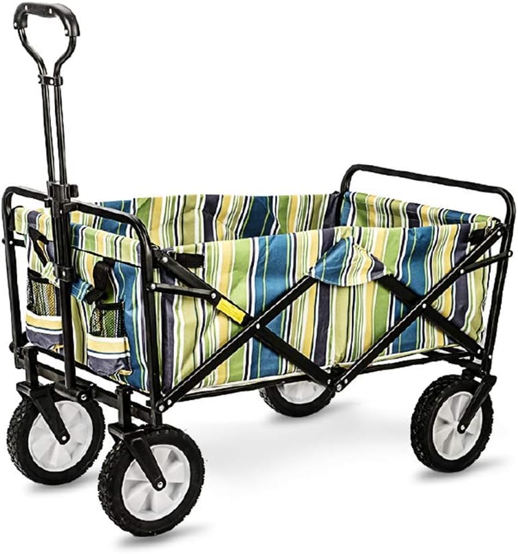 Garden Trailer,Pull Wagon,Collapsible Foldable Trolley Cart with Removable Canopy,Large Capacity for Outdoor Camping BBQ Gardening Shopping Beach Sporting(A)(D)/B