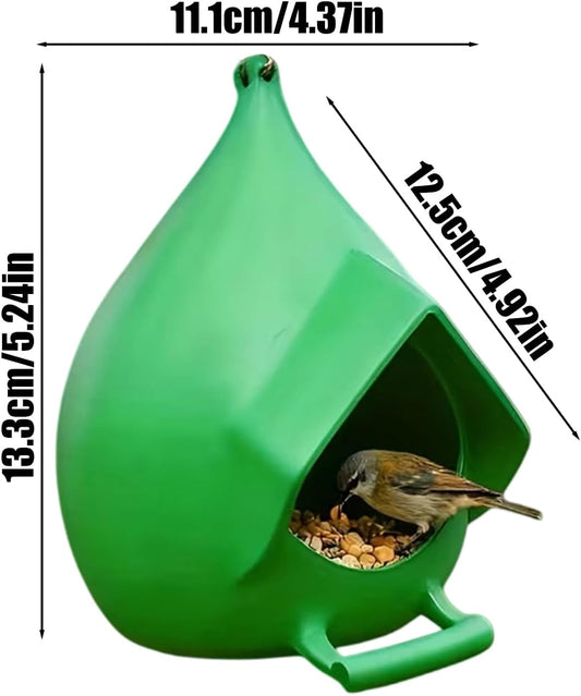 Outdoor Hanging Bird Feeder, 4.3x5.2x4.9 Inch 3D Printed Rainproof Seed Holder, Wild Bird Station for Backyard, Garden, Patio, Porch, Terrace, Outside