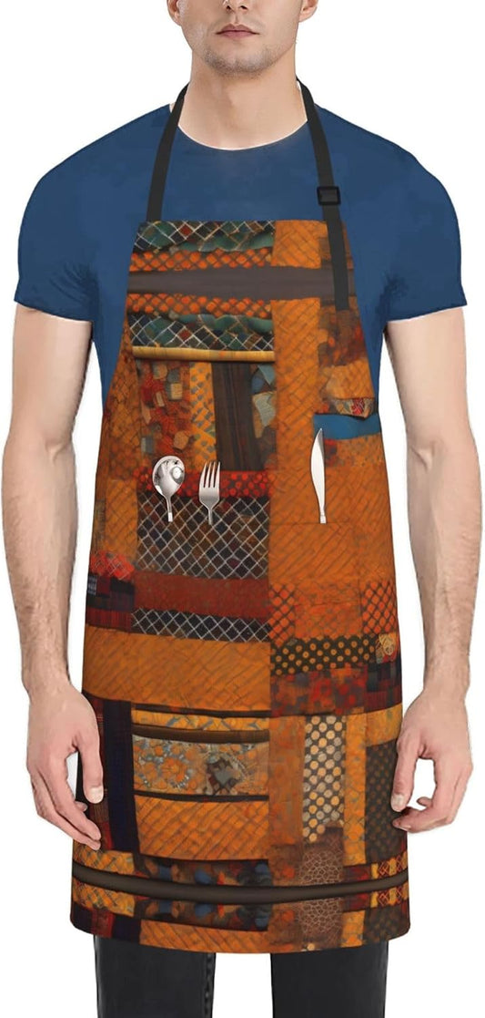 African Textile Patchwork Print Laundry apron 28x33 In Waterproof Kitc