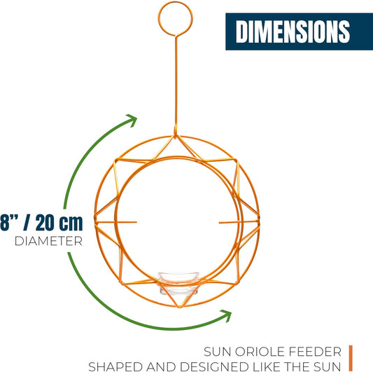 MEKKAPRO Sun Baltimore Oriole Feeder for Outdoors, Jelly and Orange Me