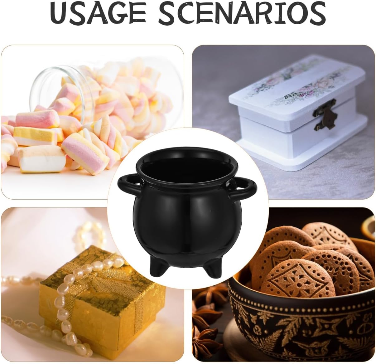 BESTOYARD Halloween Candy Jar Ceramic Cauldron Planter Small Pot for Kitchen Storage and Party Treats Unique Witch Design