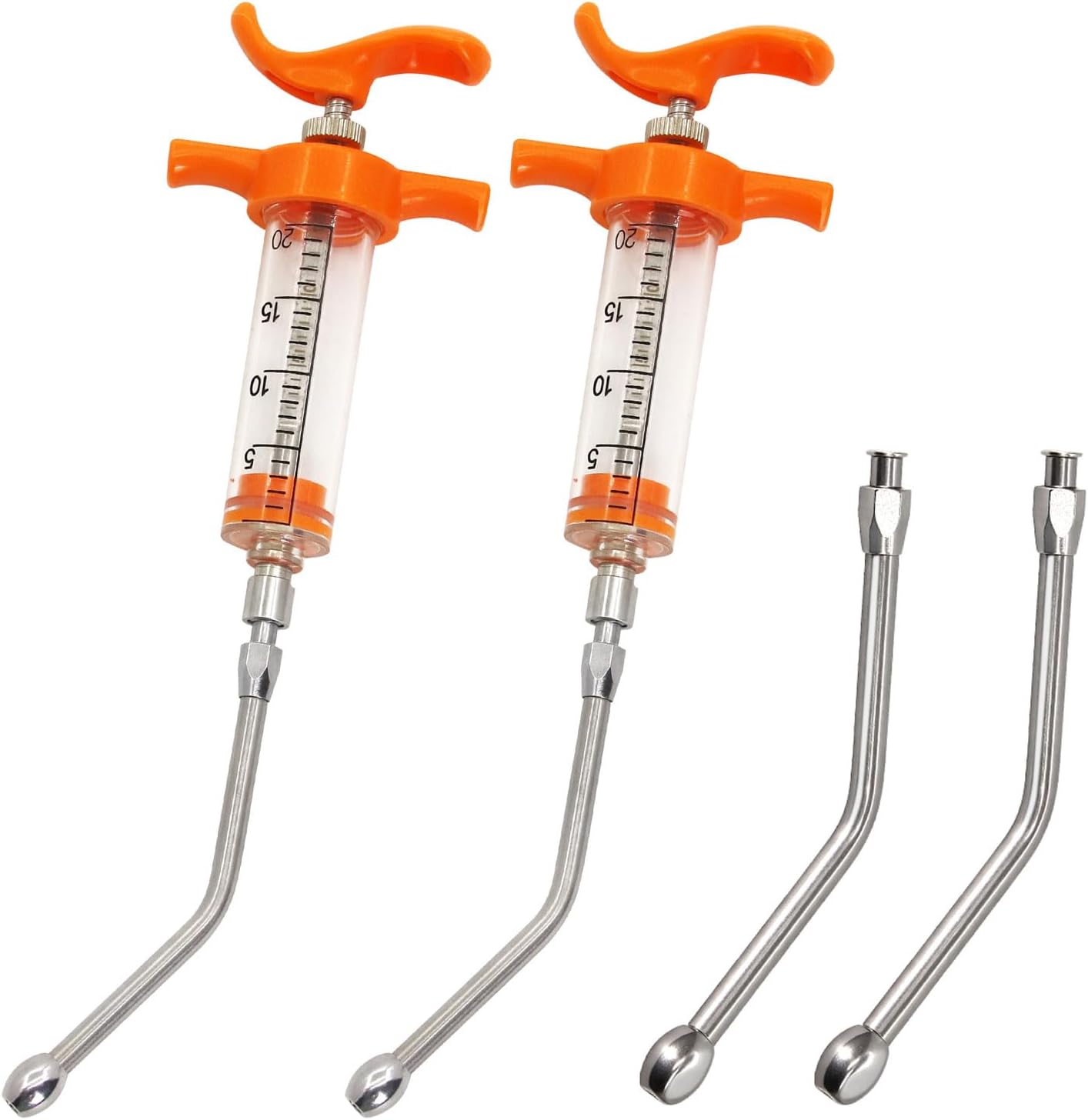 2 Pieces Goat Syringe with 4 Drench Nozzle Adjustable Dosage ,Reusable