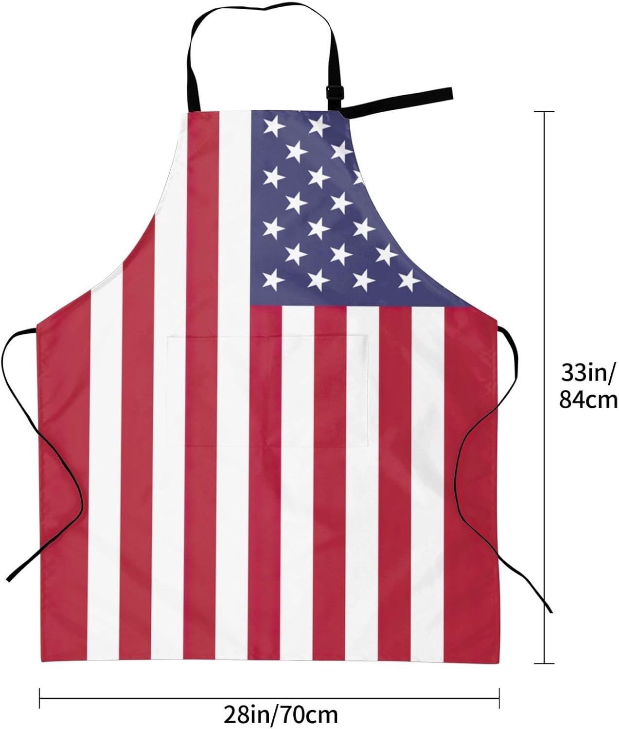 American flag print Waterproof chef's apron with pocket apron for kitchen cooking baking barbecue and gardening