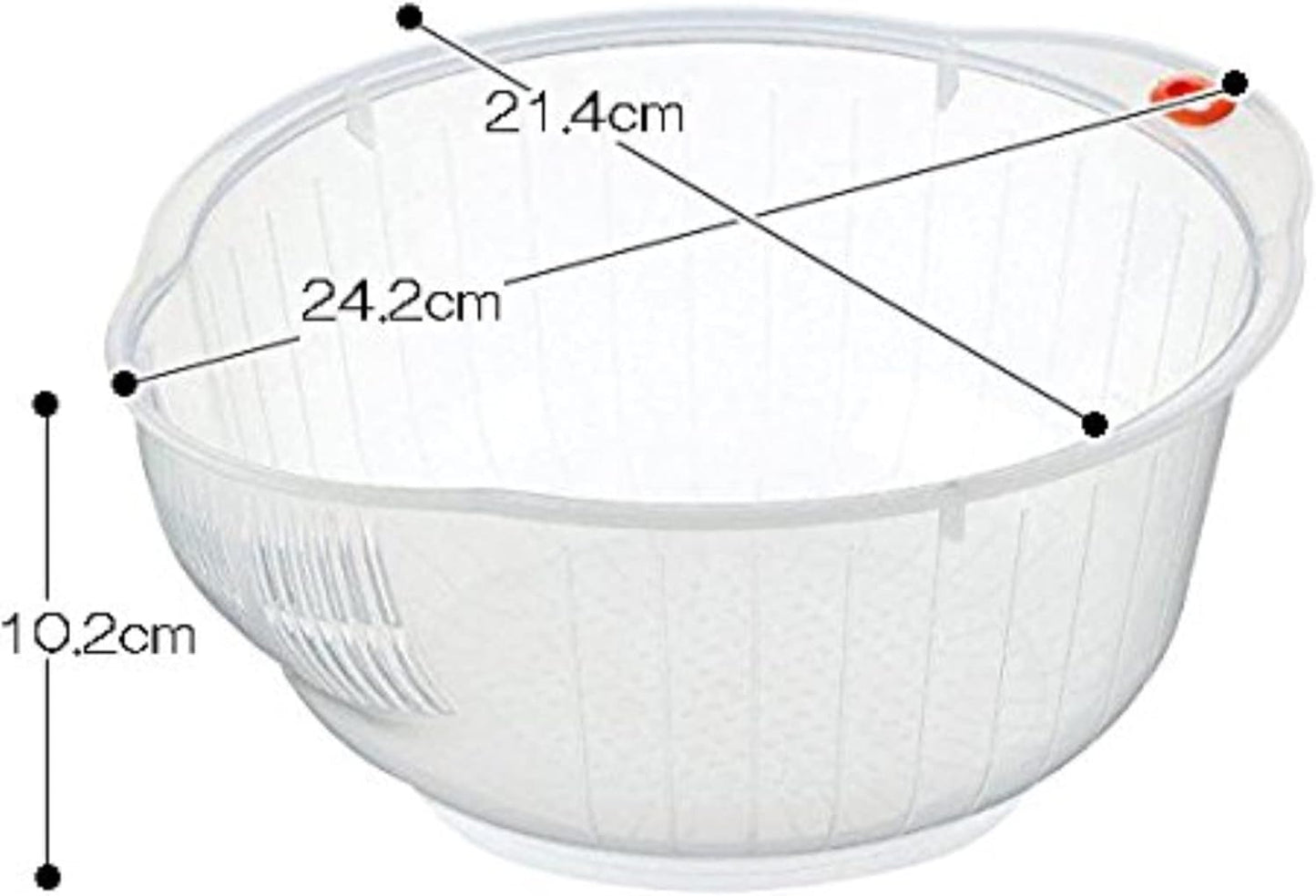 Inomata Plastic Japanese Rice Washing Bowl with Strainer, 2 quart
