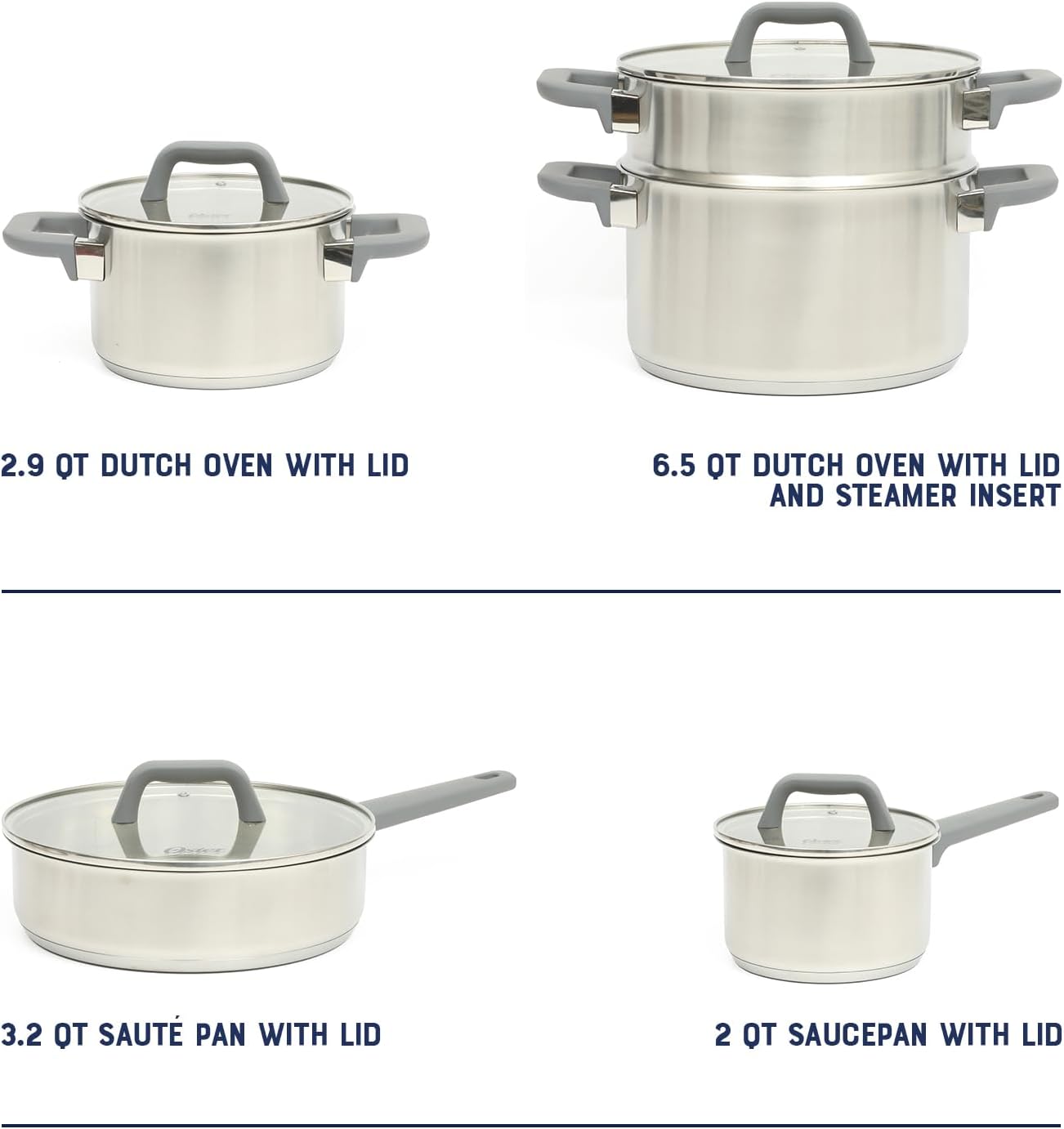 Oster Beauford 9-Piece Stainless Steel 5-Ply Encapsulated Base Cookwar