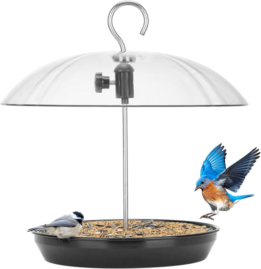 Kingsyard Adjustable Platform Bird Feeder for Outdoors, Hanging Metal 