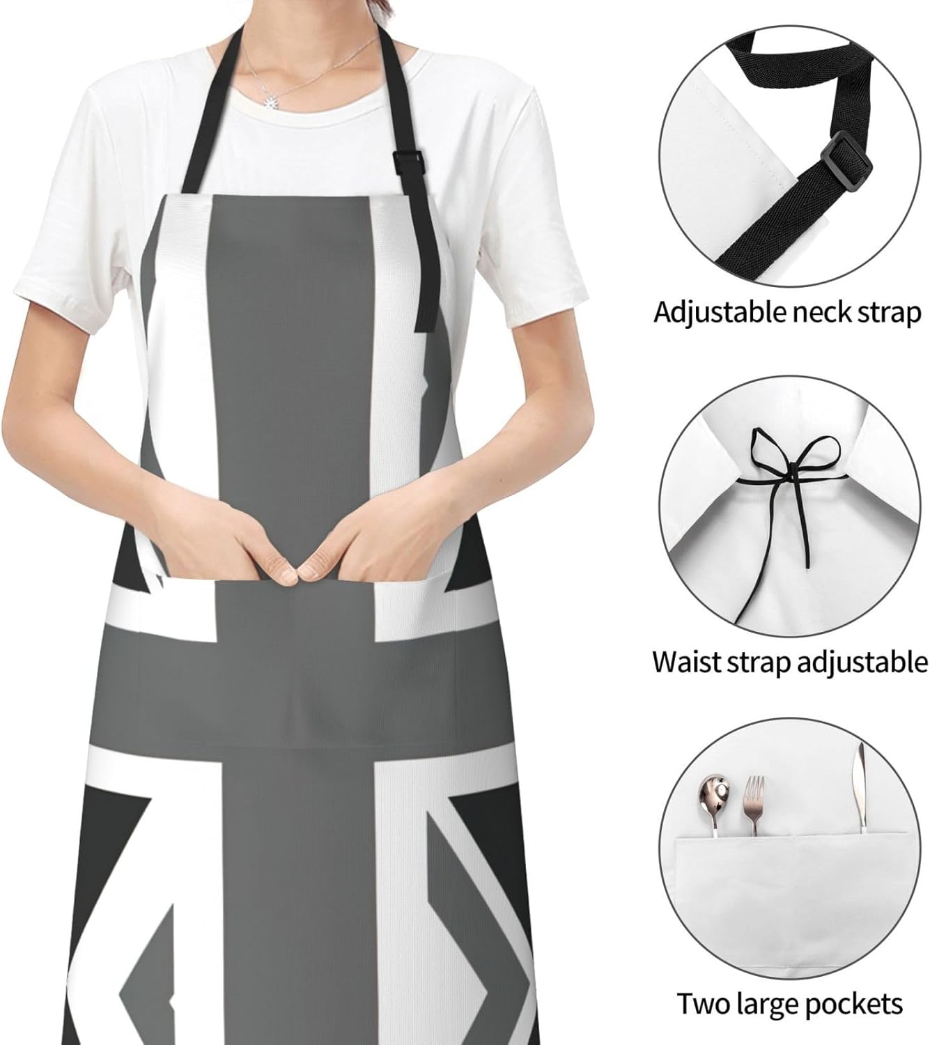 National Flag of The United Kingdom Print Laundry apron 28x33 In Waterproof Kitchen Apron with Pockets for Cooking Baking