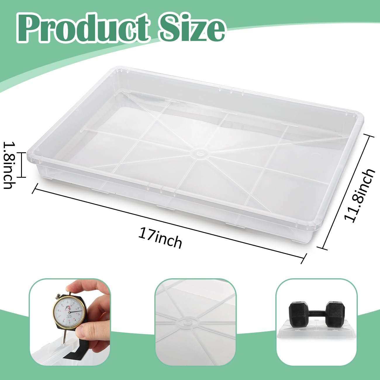 Clear Seed Starter Trays 5 Pack(17"x11"x2"), Reusable Plastic Carrying