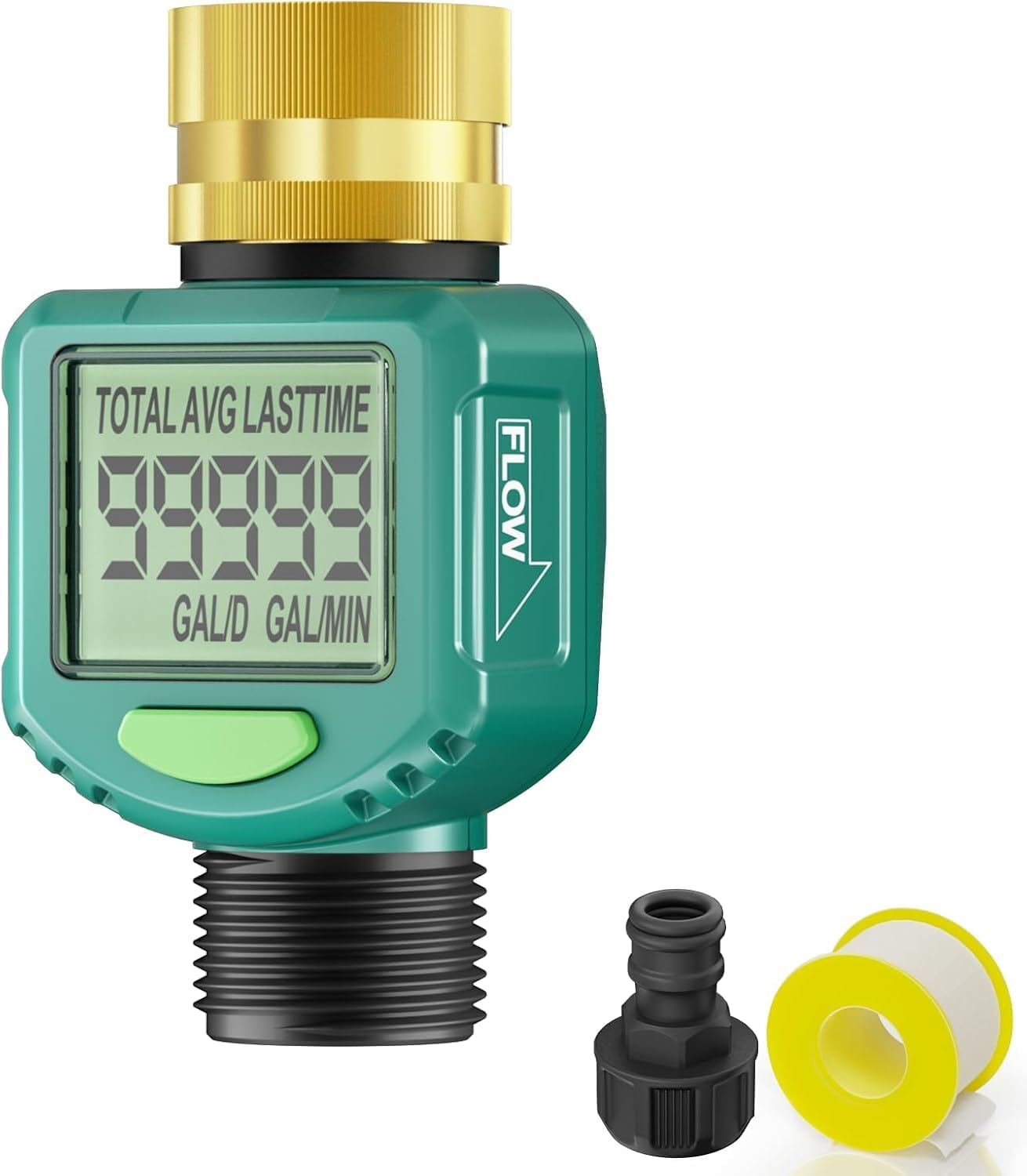 Digital Water Flow Meter - Waterproof Water Meter LCD Display Brass Co