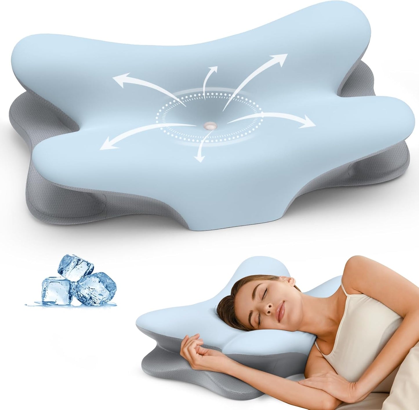 Cervical Neck Pillow for Pain Relief - Ergonomic Side Sleeper Pillow for Neck Support, Cooling Memory Foam Pillows for Sleeping, Contour Pillow Orthopedic Bed Pillow for Back Stomach Sleepers
