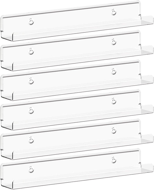 Lifewit Narrow Floating Shelves for Vinyl Record 6 Pack, 12" Clear Wal