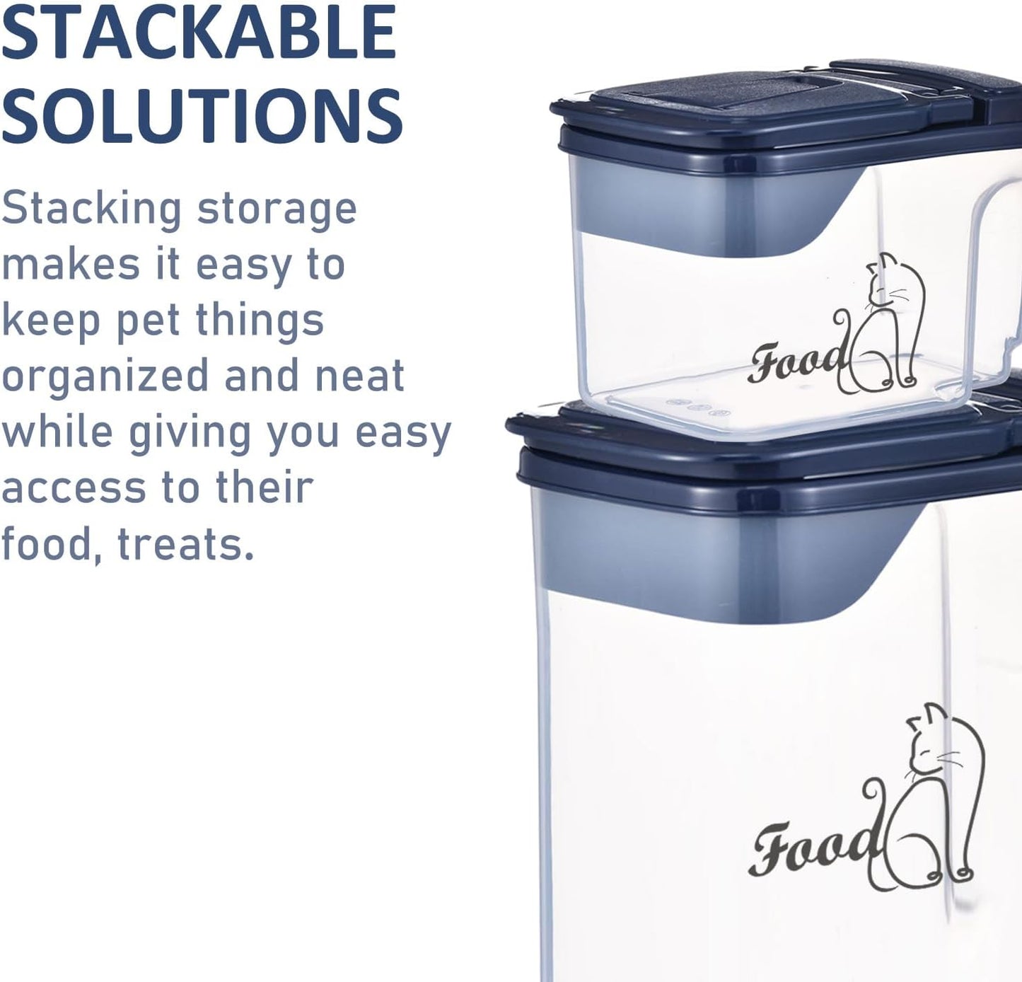 Cat Food Storage Container Combo (4.2QT and 1.6QT),2 Pcs Airtight Pet Food Containers with Pour Spout,Cat Treat Bin with Measuring Cup,Travel Cat Dog Food Container,BPA Free,Easy Grip