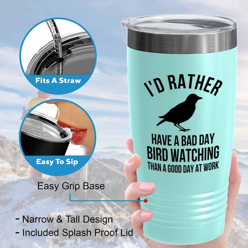 Birding Teal Edition Viking Tumbler 20oz - Bad day bird watching - Bird Feeder Backyard Birdwatcher Gifts Birding Bird Lover