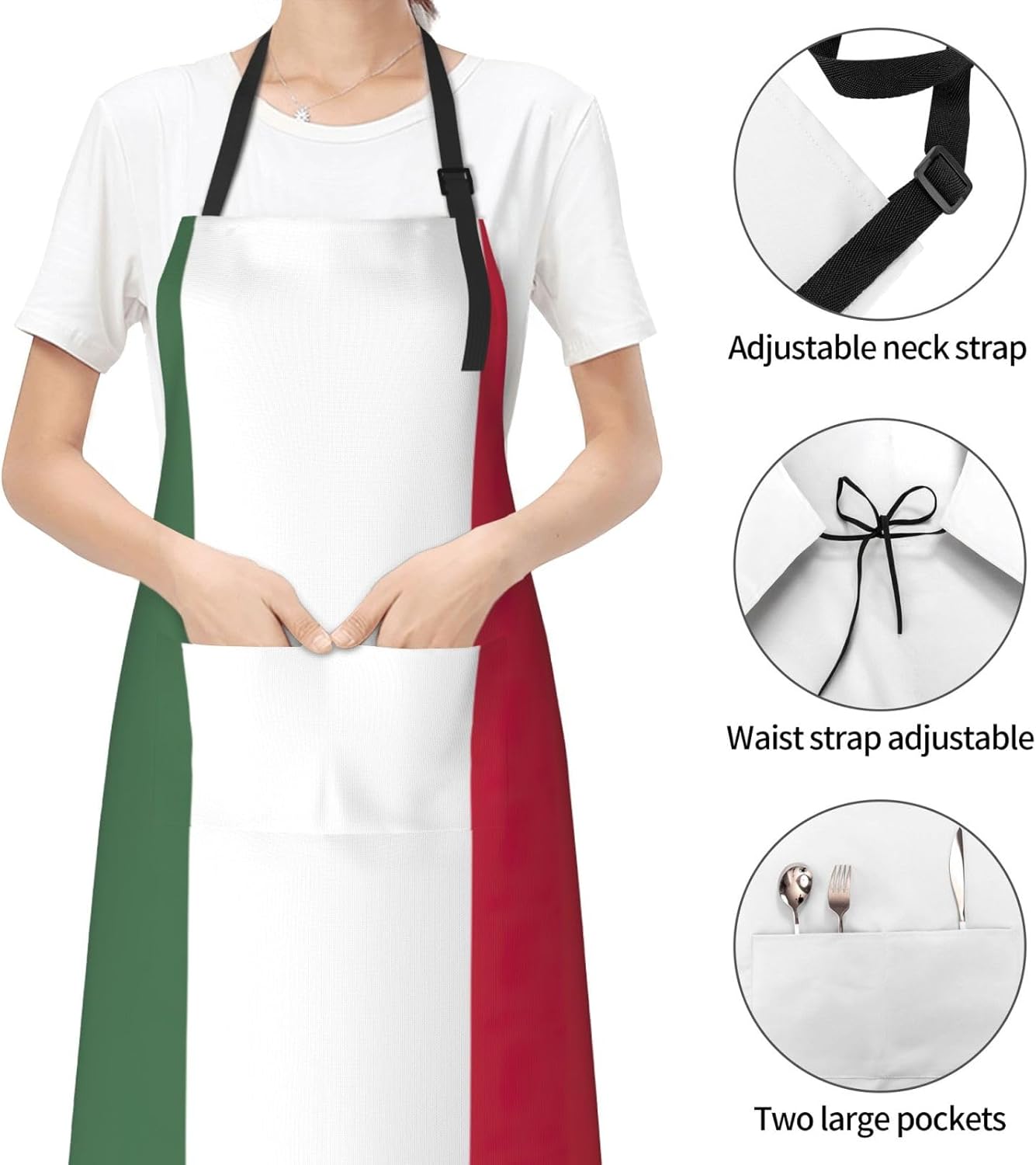 Flag of Hungary print Waterproof chef's apron with pocket apron for kitchen cooking baking barbecue and gardening