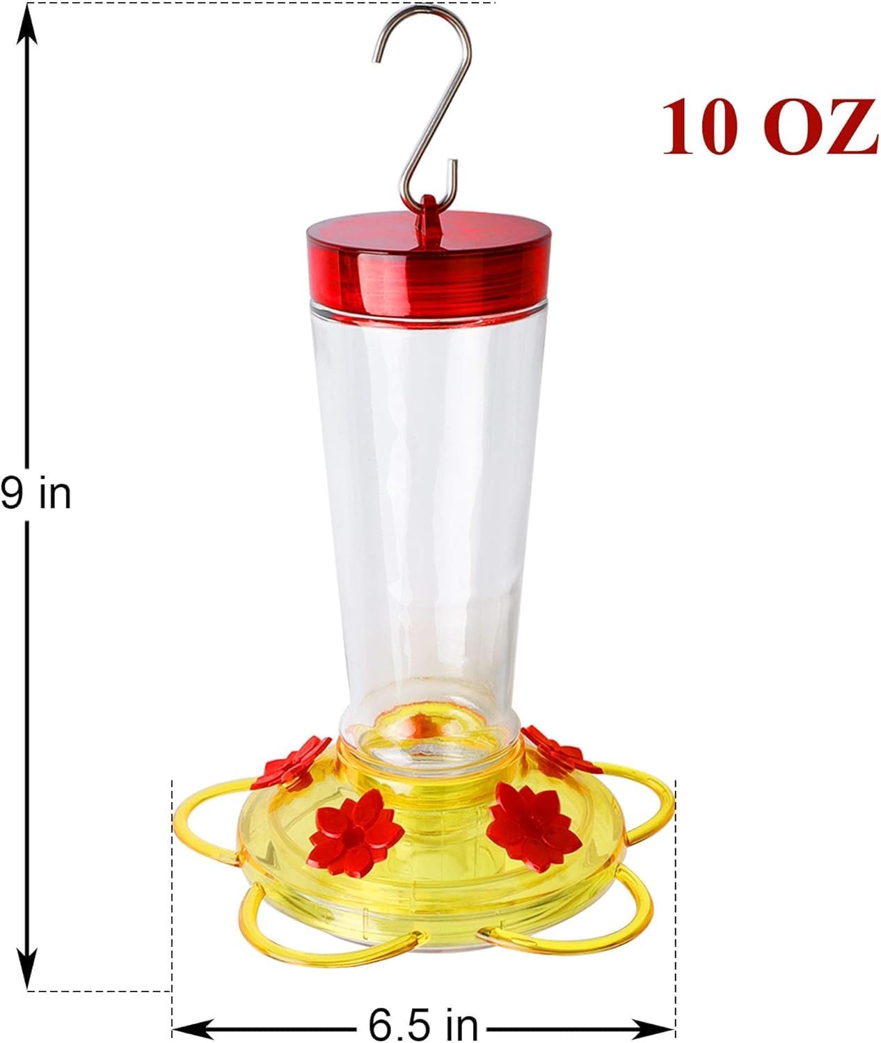 Joliyoou Hummingbird Feeder, 10 Once Glass Hummingbird Feeder Outdoor Hanging, Bird Nectar Feeder
