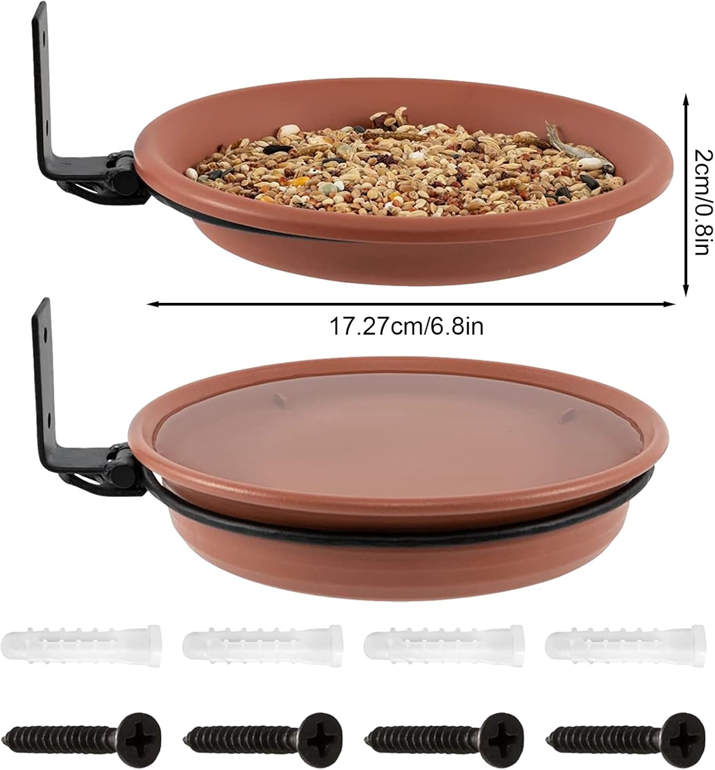 2pcs Bird Feeder Wall Mounted, Bird Feeding Tray Water Bath Bowl Installed On Wooden Fences, Trees, Walls, Foldable 90 Degrees