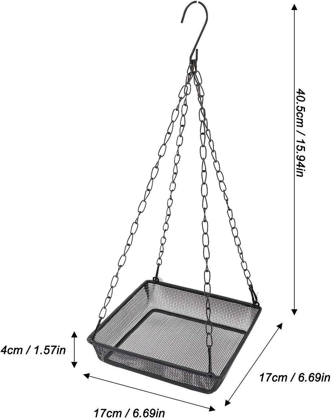Bird Feeder Mesh Tray Hanging Design Outdoor Yard Garden Carbon Steel